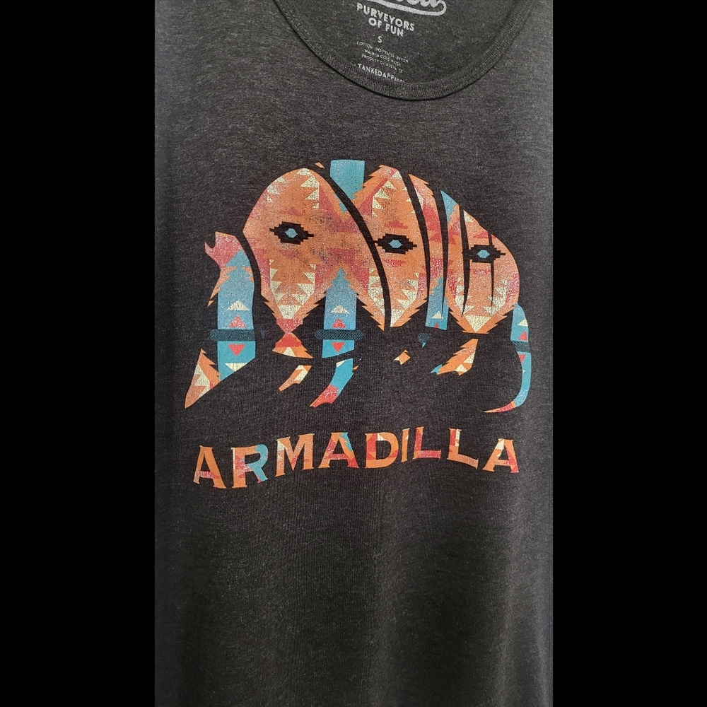 🌿Austin Texas Tanked Women's Small Heathered-Black Armadillo Tank Top - Picture 6 of 10
